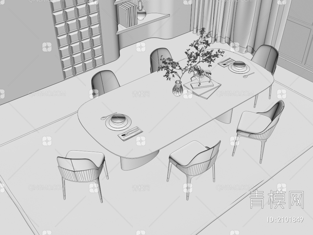 餐桌椅3D模型下载【ID:2101849】