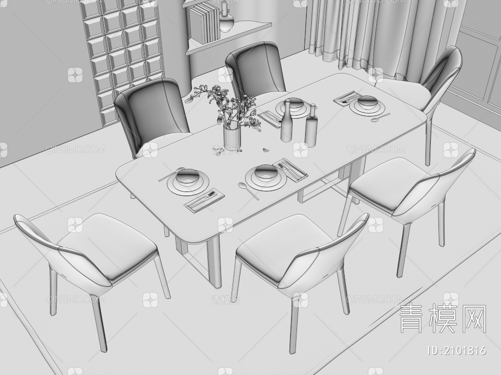 餐桌椅3D模型下载【ID:2101816】