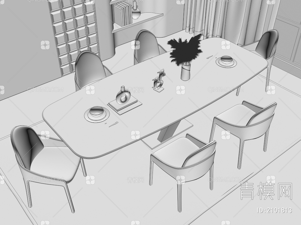 餐桌椅3D模型下载【ID:2101813】