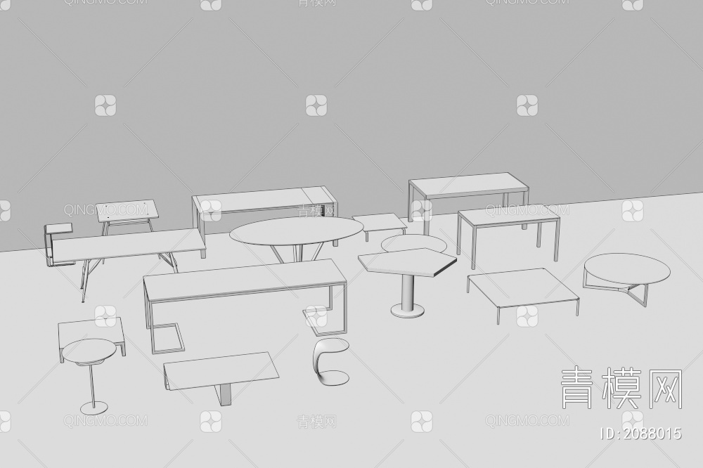 茶几 圆桌 高脚桌 方桌 洽谈桌3D模型下载【ID:2088015】