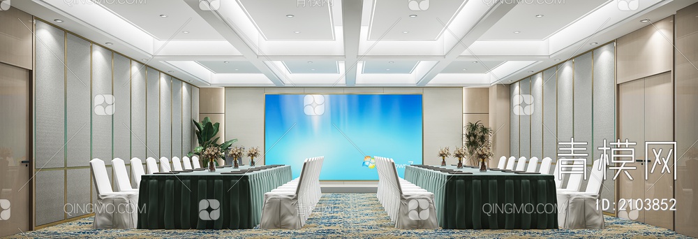 酒店宴会厅 会议室3D模型下载【ID:2103852】