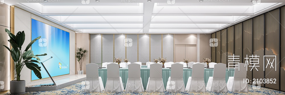 酒店宴会厅 会议室3D模型下载【ID:2103852】