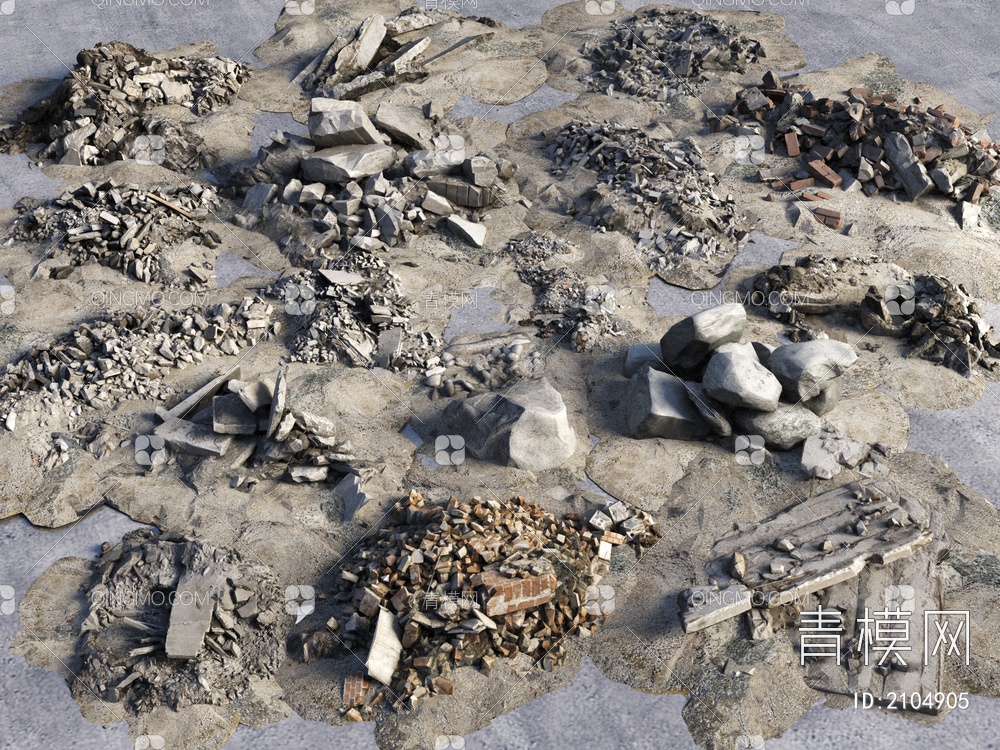 废墟石头3D模型下载【ID:2104905】
