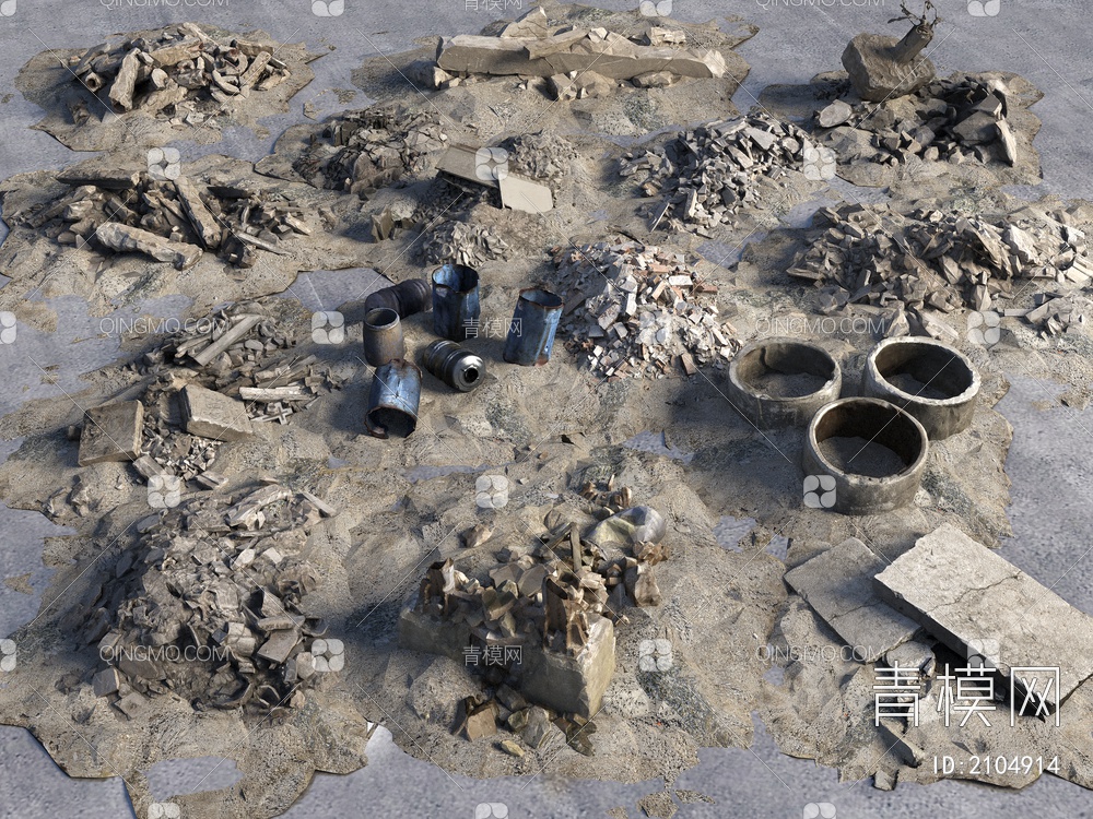 废墟石头3D模型下载【ID:2104914】