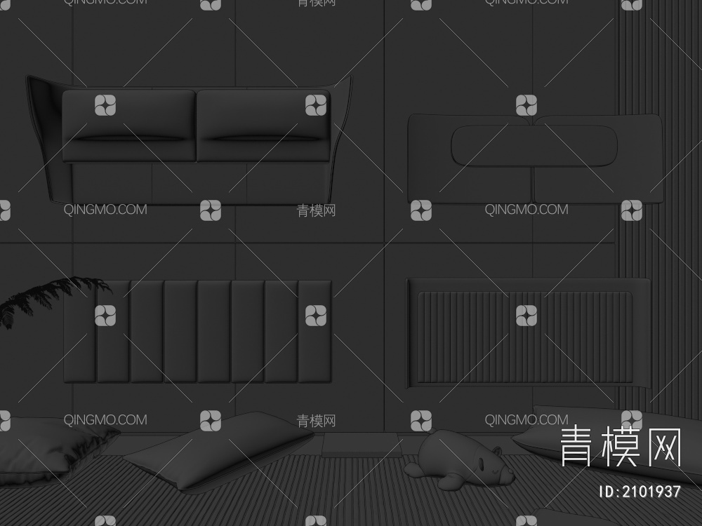 卧室床靠背3D模型下载【ID:2101937】