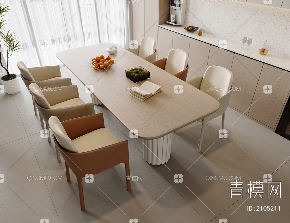 餐桌椅组合SU模型下载【ID:2105211】