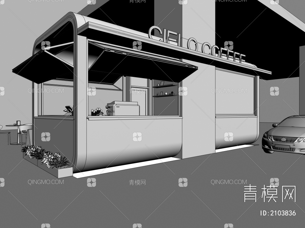 咖啡店 档口 门头 门面3D模型下载【ID:2103836】