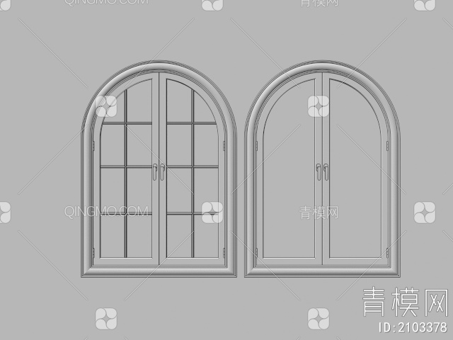窗户 弧形窗户 平开窗3D模型下载【ID:2103378】