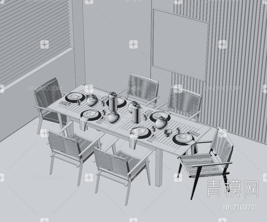户外休闲桌椅3D模型下载【ID:2103241】