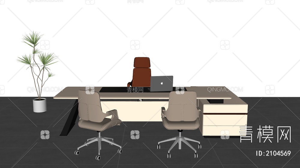 办公桌椅组合SU模型下载【ID:2104569】