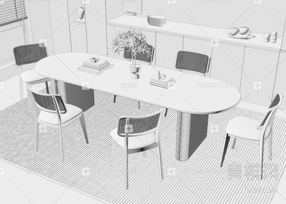 餐桌椅组合3D模型下载【ID:2102679】