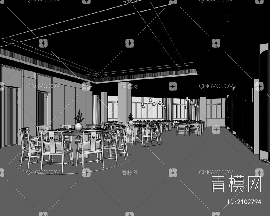 前台 散台 餐厅3D模型下载【ID:2102794】