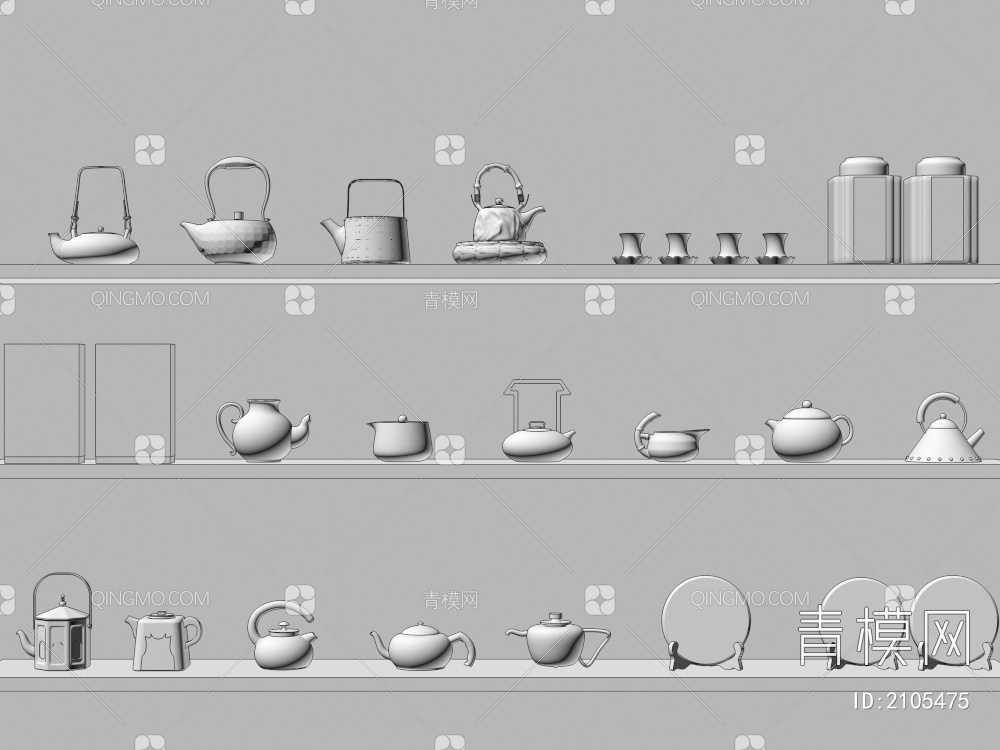 茶具摆件3D模型下载【ID:2105475】