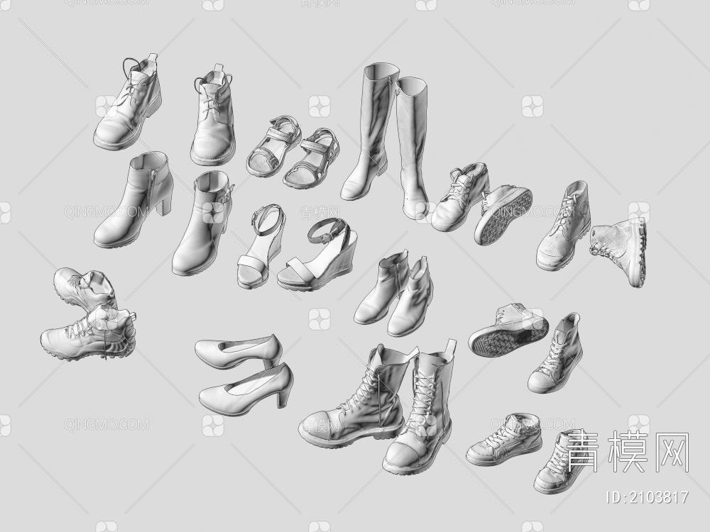 鞋子 女鞋 靴子 凉鞋 运动鞋 跑鞋  球鞋3D模型下载【ID:2103817】