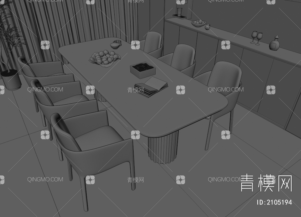 餐桌椅组合3D模型下载【ID:2105194】