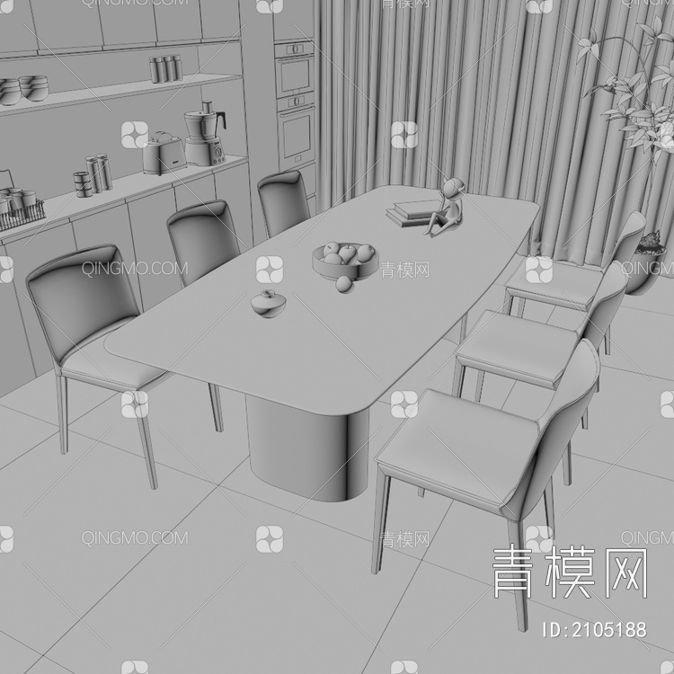 餐桌椅组合3D模型下载【ID:2105188】