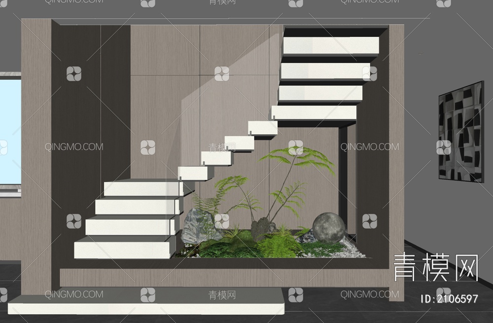 楼梯景观SU模型下载【ID:2106597】