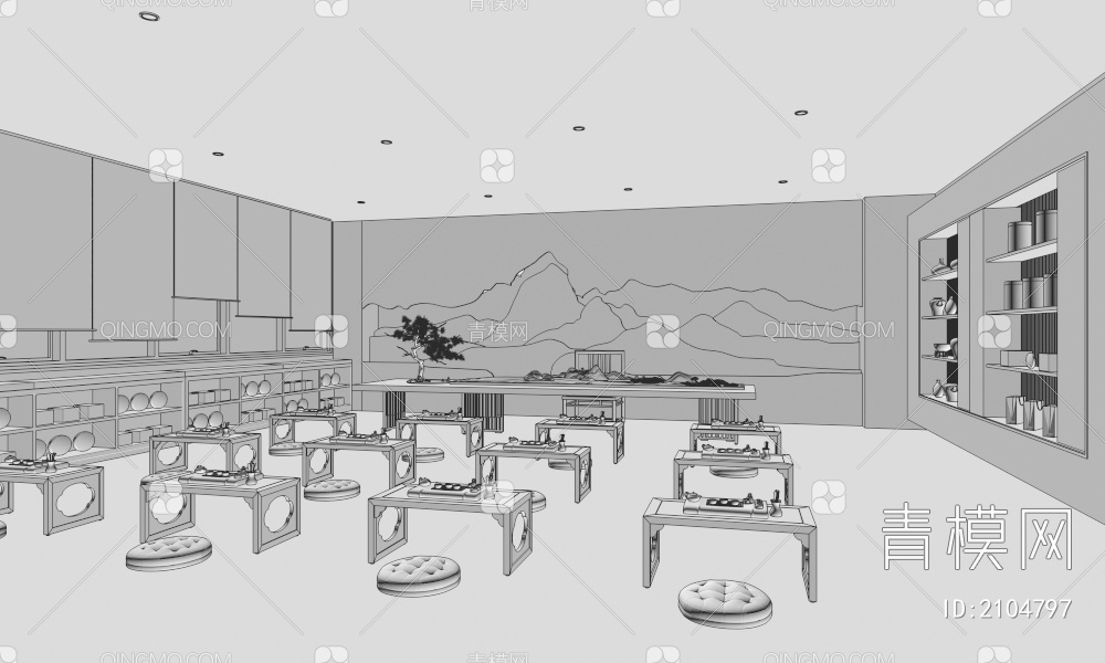 茶艺教室 茶室3D模型下载【ID:2104797】