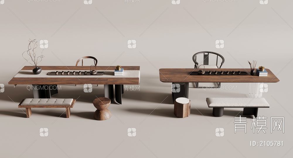 茶桌椅3D模型下载【ID:2105781】