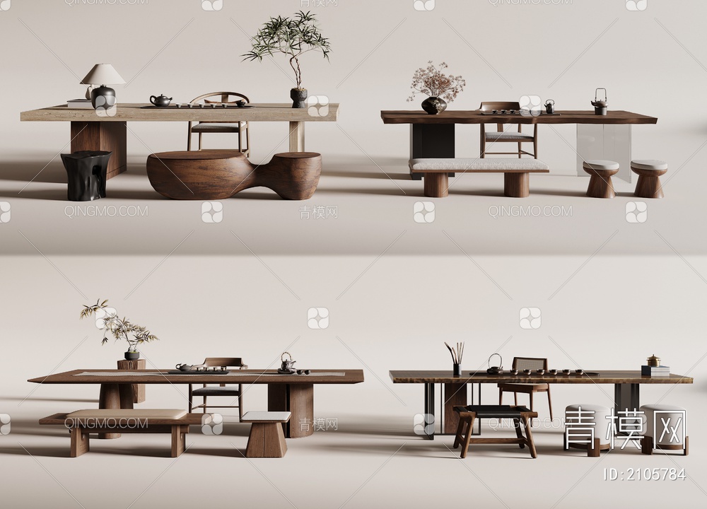 茶桌椅3D模型下载【ID:2105784】