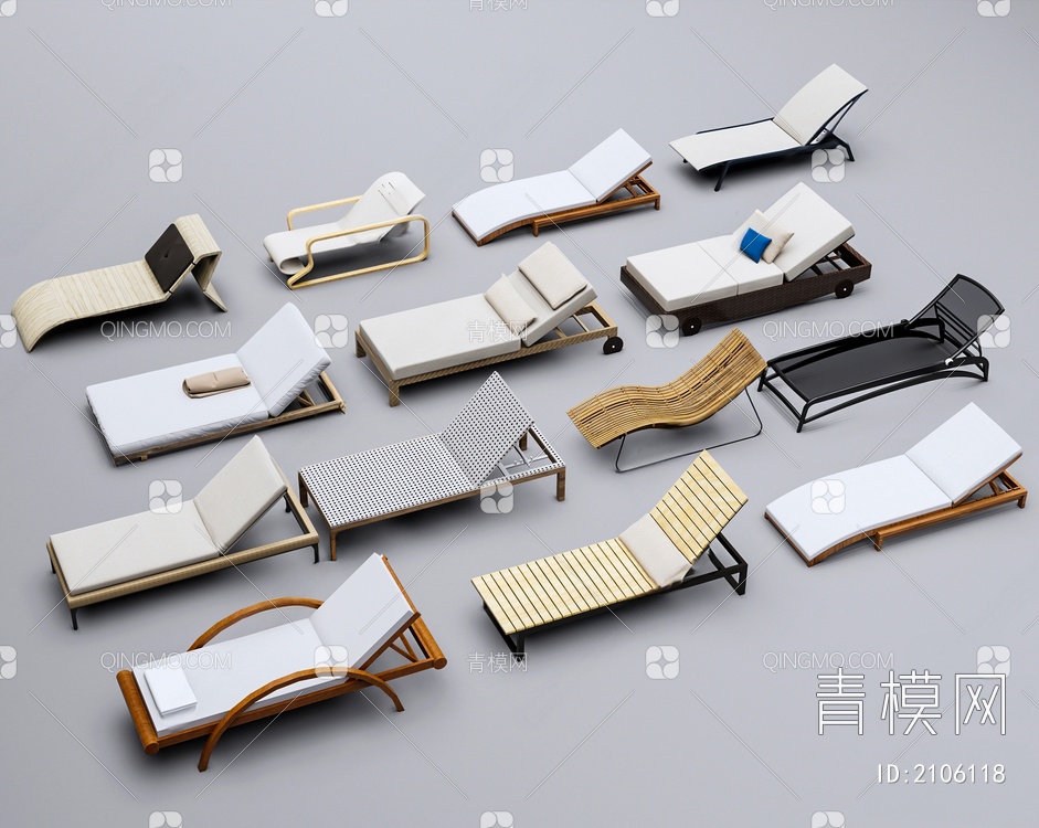 户外躺椅3D模型下载【ID:2106118】