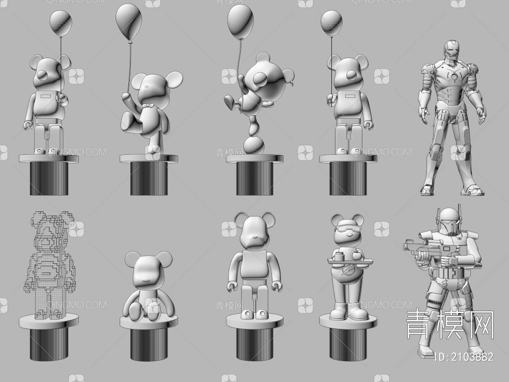雕塑 玩偶 手办 公仔摆件3D模型下载【ID:2103882】