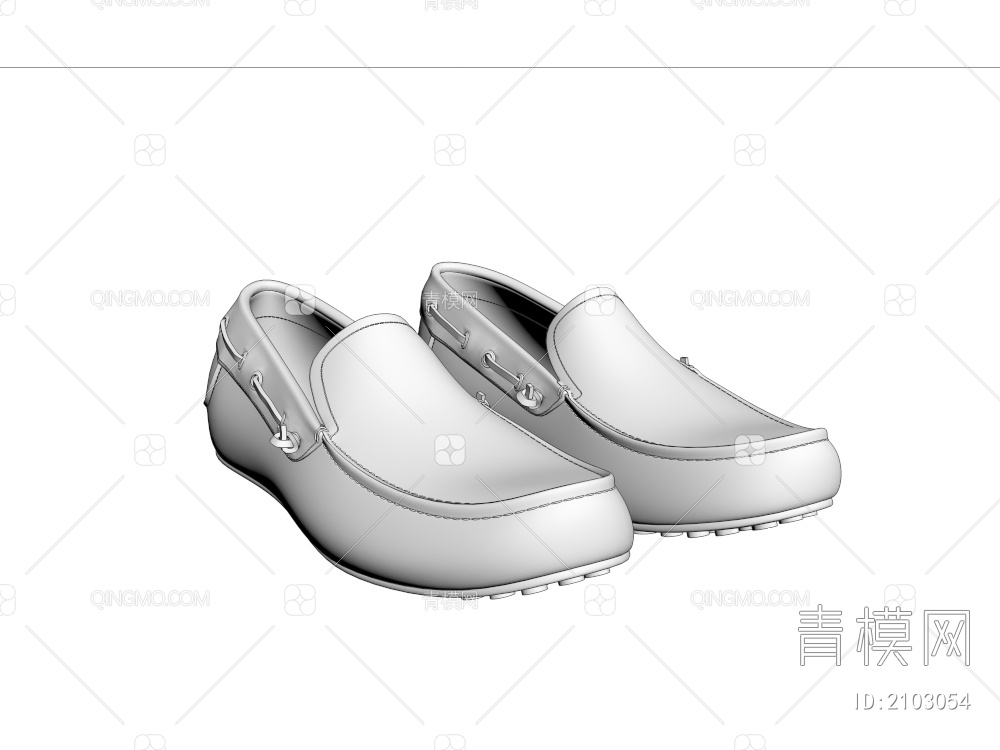 男士皮革男鞋 豆豆鞋3D模型下载【ID:2103054】