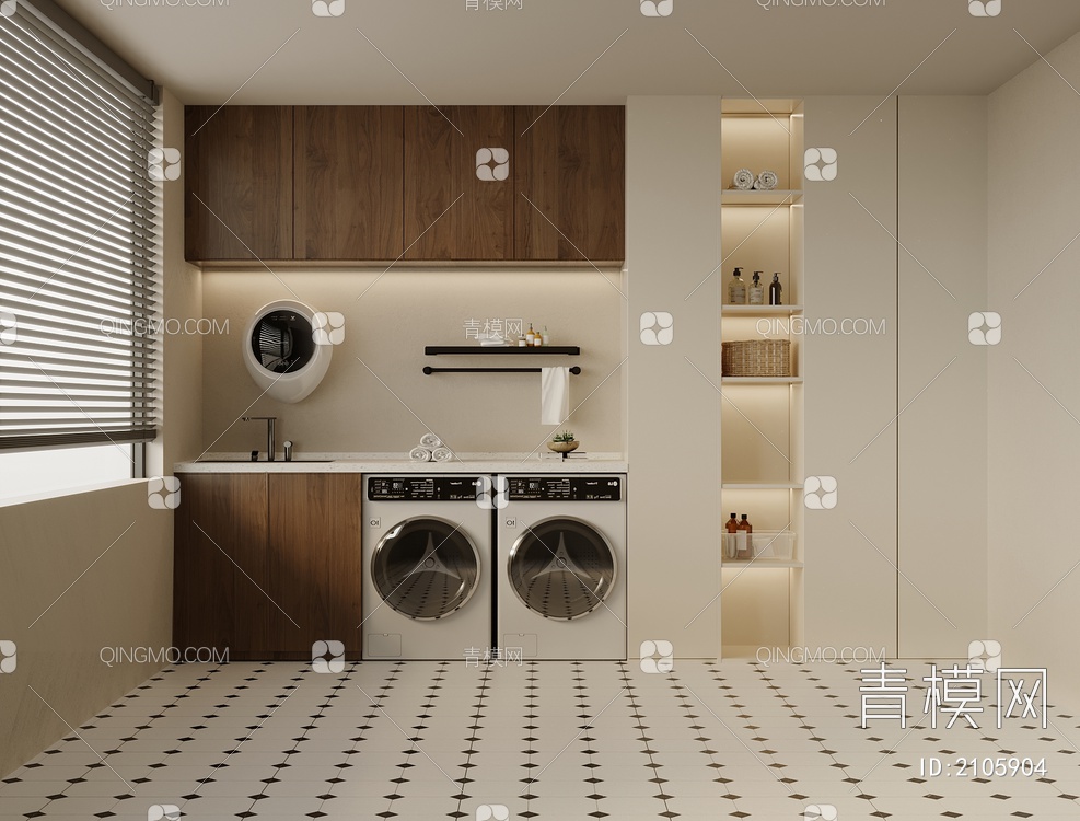 洗衣柜 洗衣机柜 洗衣房3D模型下载【ID:2105904】