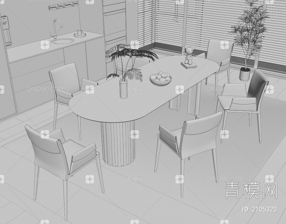 餐桌椅3D模型下载【ID:2105320】