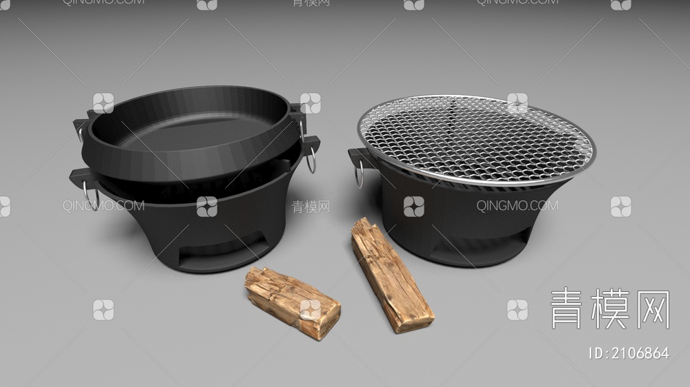 铸铁炭炉 烧烤炉3D模型下载【ID:2106864】