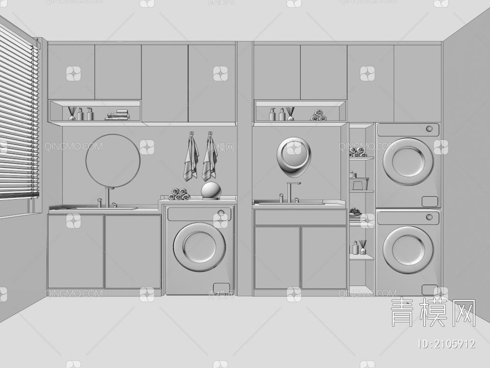 洗衣柜3D模型下载【ID:2105912】