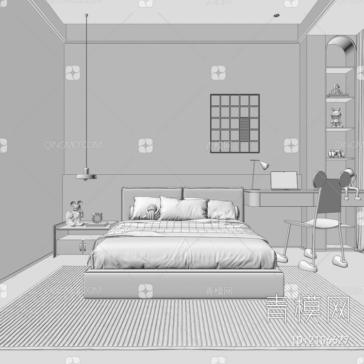 家居卧室3D模型下载【ID:2106627】