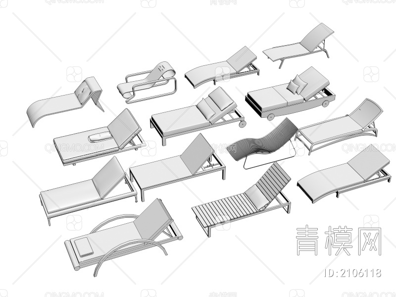 户外躺椅3D模型下载【ID:2106118】