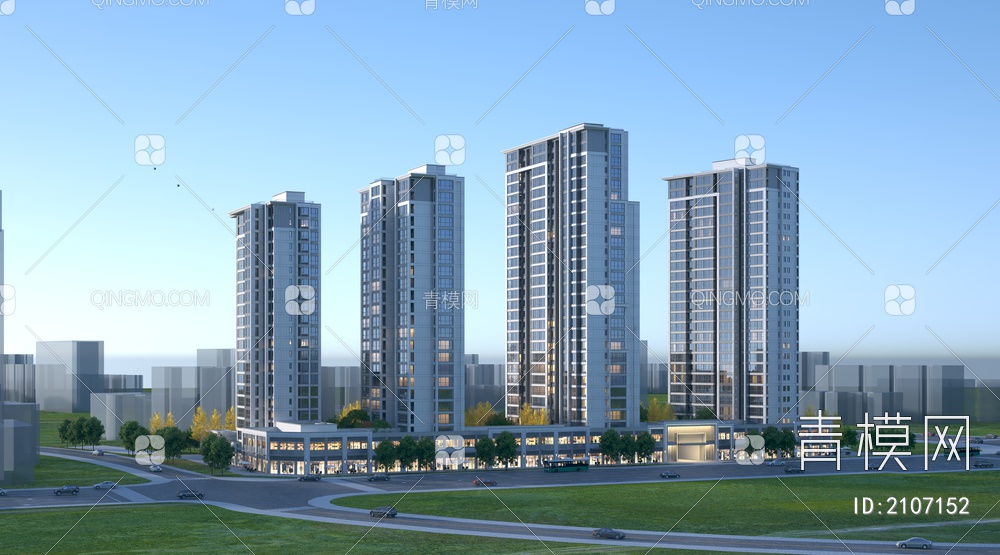 高层住宅3D模型下载【ID:2107152】