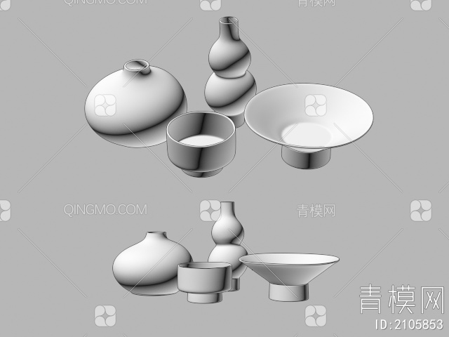 陶瓷器皿摆件3D模型下载【ID:2105853】