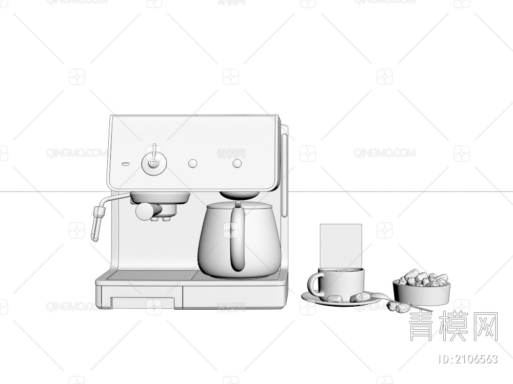 生活电器银色咖啡机3D模型下载【ID:2106563】