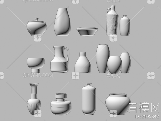 陶瓷器皿摆件3D模型下载【ID:2105842】