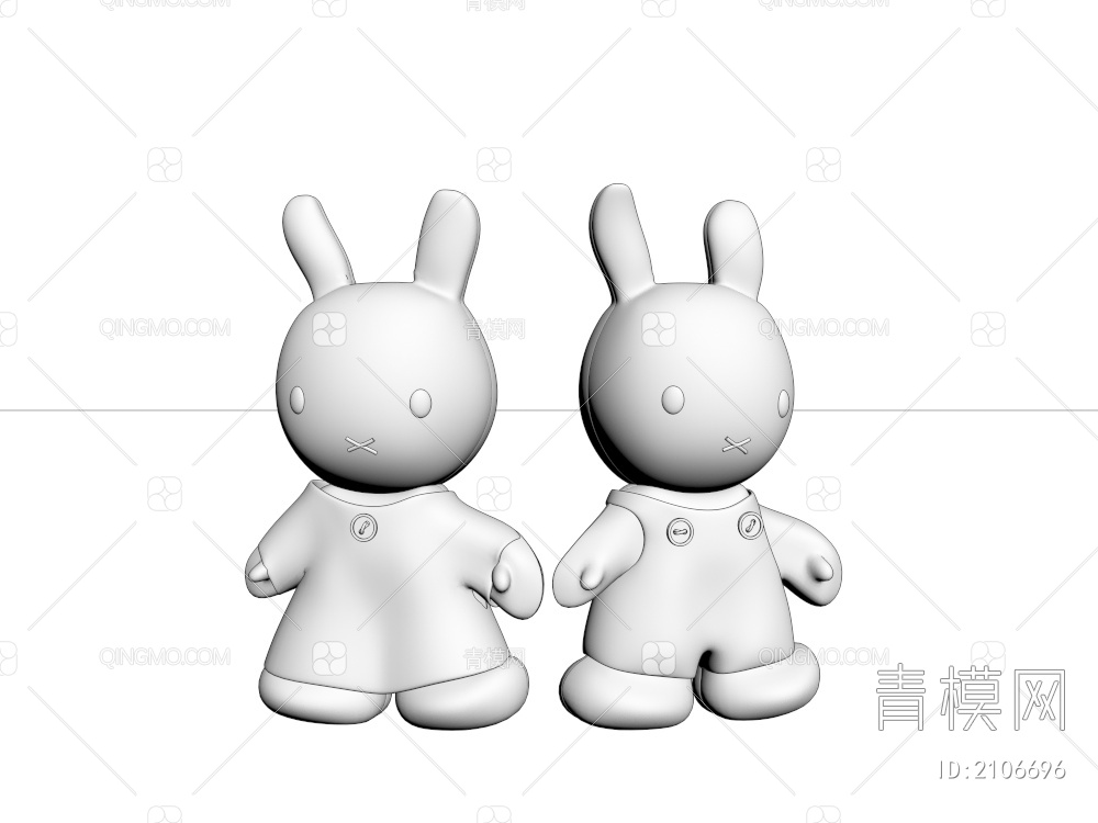 毛绒玩具 白色兔子玩具摆件3D模型下载【ID:2106696】