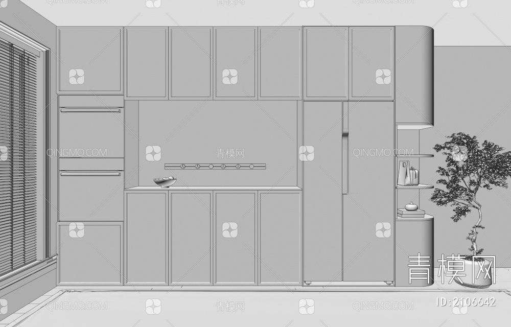 柜子 酒柜 整体柜 餐边柜 阳台柜 储物柜 玻璃门柜3D模型下载【ID:2106642】