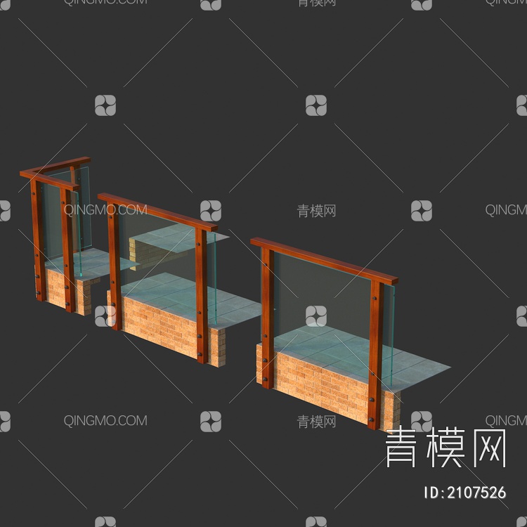 玻璃栏杆 围栏 围挡 阳台栏杆3D模型下载【ID:2107526】