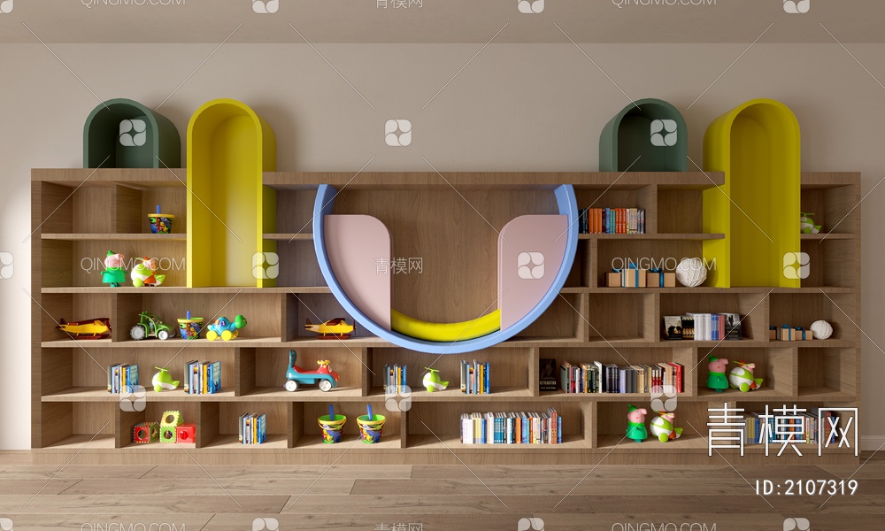儿童房装饰柜 儿童书柜 幼儿园书柜 卡通柜3D模型下载【ID:2107319】