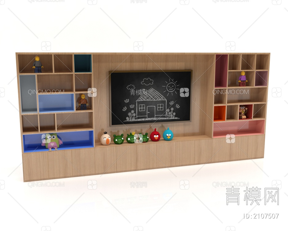 儿童书架 书柜 矮柜3D模型下载【ID:2107507】