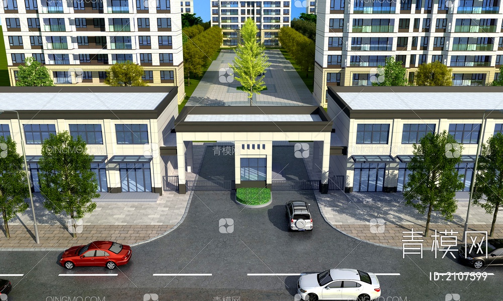 新亚洲 住宅 小区 大门3D模型下载【ID:2107599】