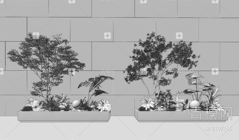 花坛 花箱 花池 花槽 植物堆3D模型下载【ID:2107155】