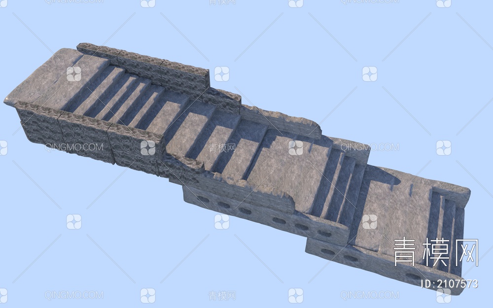 毛石台阶景观_石块踏步台阶_石头叠级台阶3D模型下载【ID:2107573】