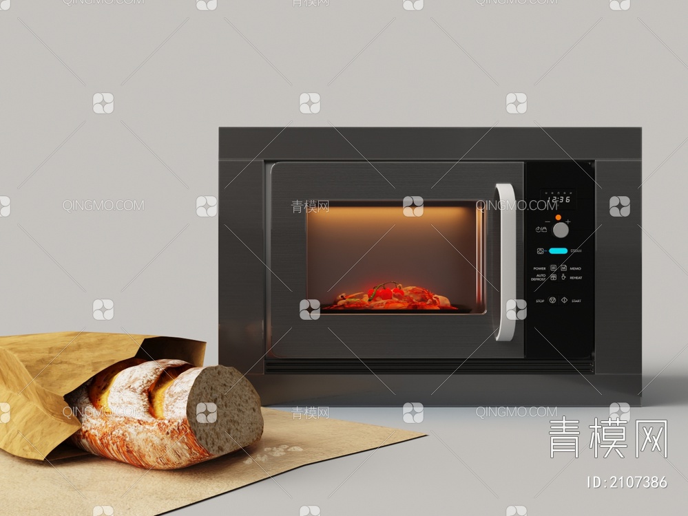 厨房电器 橱柜嵌入式微波炉3D模型下载【ID:2107386】