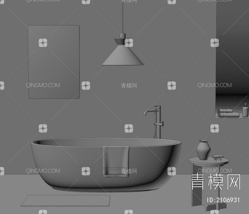 浴缸 浴盆 一体式浴缸 独立浴缸3D模型下载【ID:2106931】