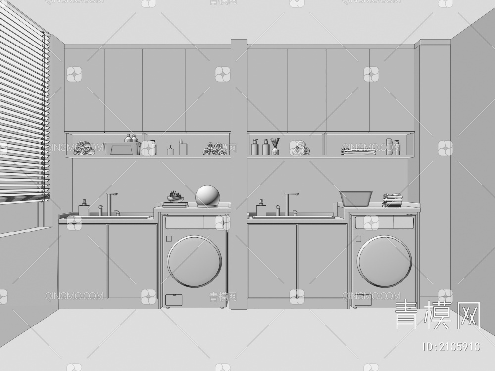 洗衣柜 洗衣机柜 洗衣房3D模型下载【ID:2105910】