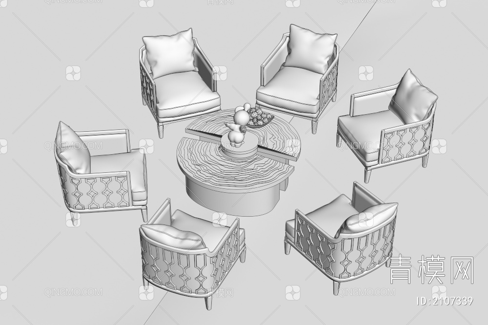 休闲沙发茶几组合  休闲沙发  茶几3D模型下载【ID:2107339】