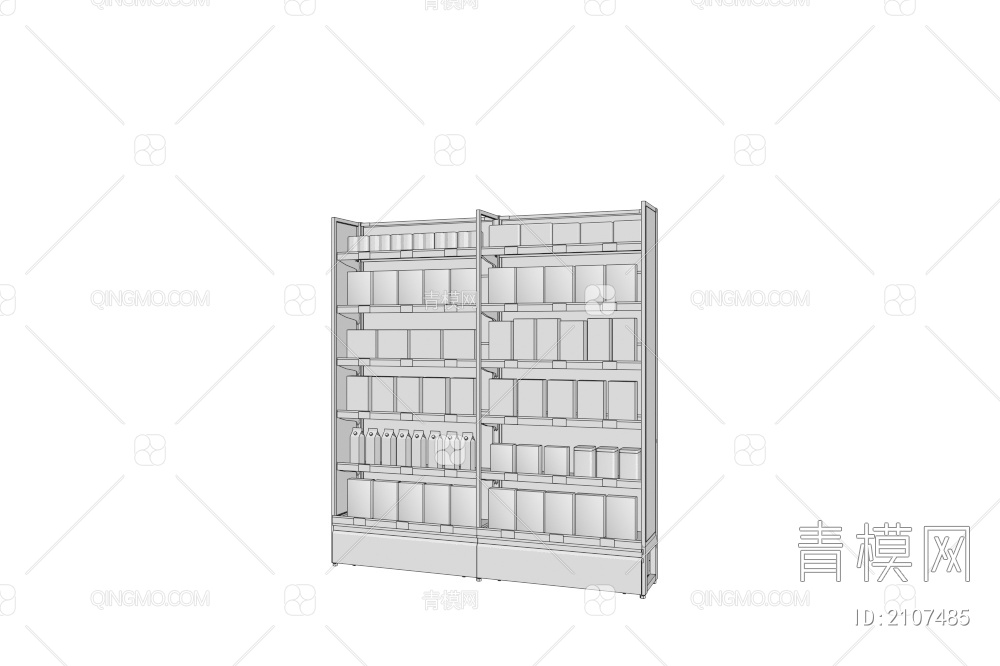 货架 便利店货架 零食架 陈列架 展示柜 展柜 展柜货架3D模型下载【ID:2107485】